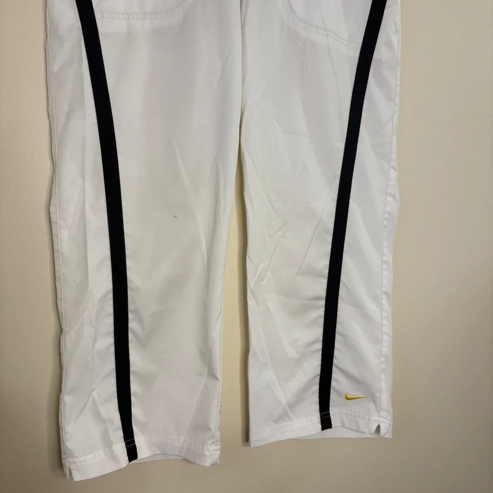 Y2K Nike Culottes Women Medium White Black Stripe Track Pants Sporty Streetwear